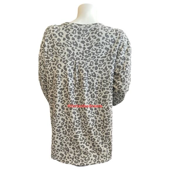 #T82 Z Supply Split Neck Thermal Top Leopard Print SZ M $69 - Picture 8 of 14
